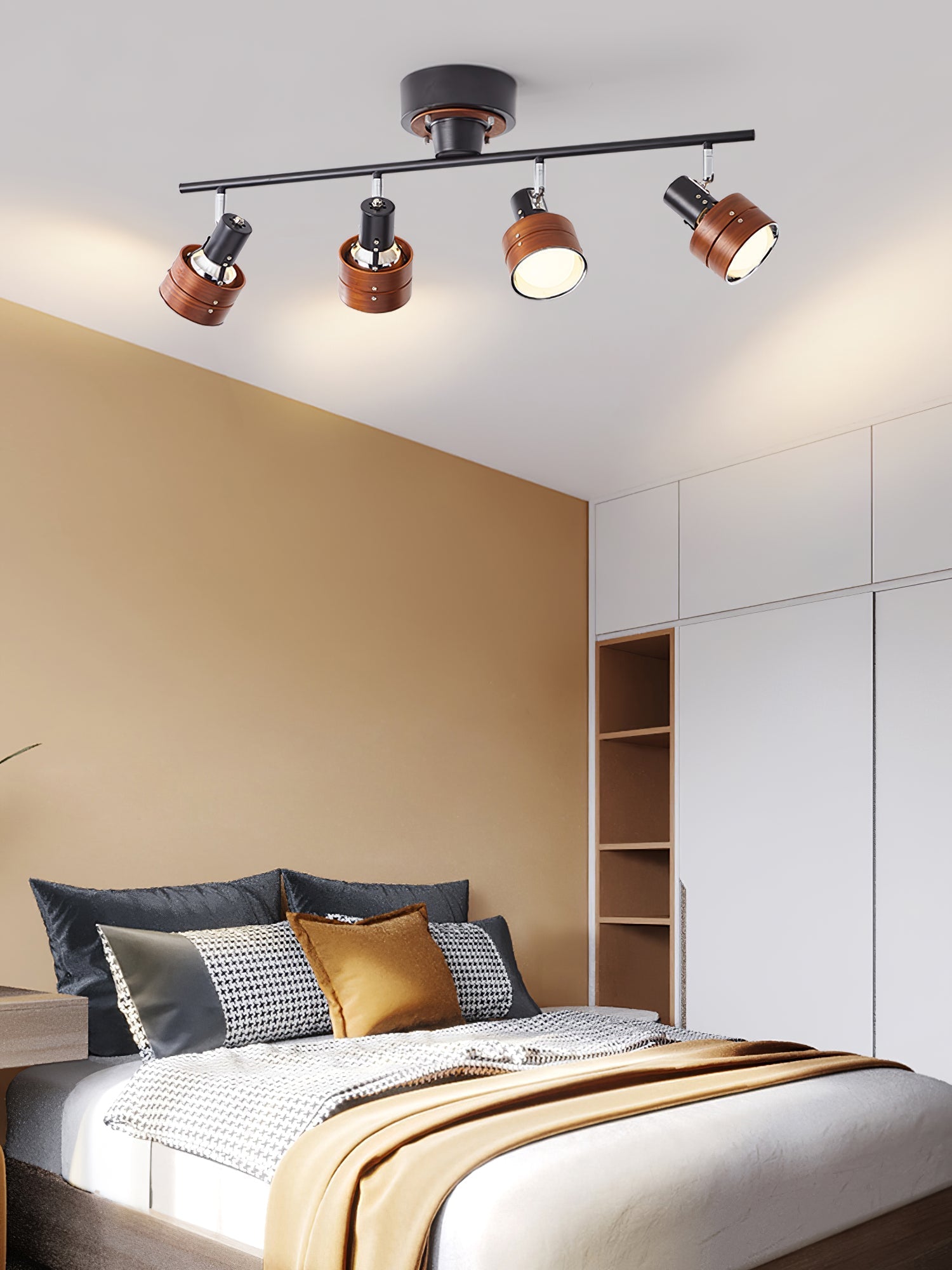 Esorila Nordic Cylindrical 4-Light Metal Spotlight Ceiling Lamp - Lamp Copper