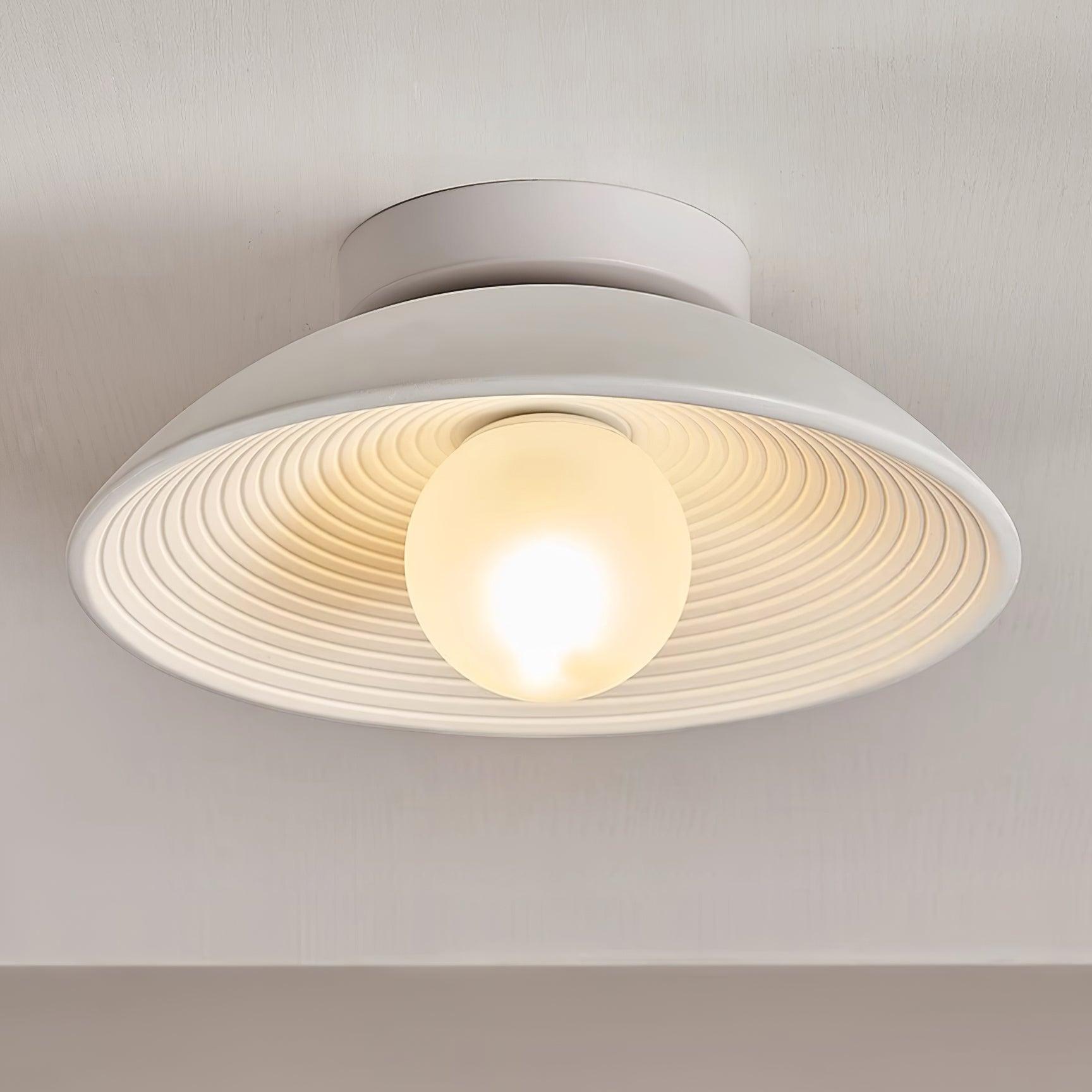 Orvian Wooden Flush Mount Ceiling Light with Round Globe - Lamp Copper