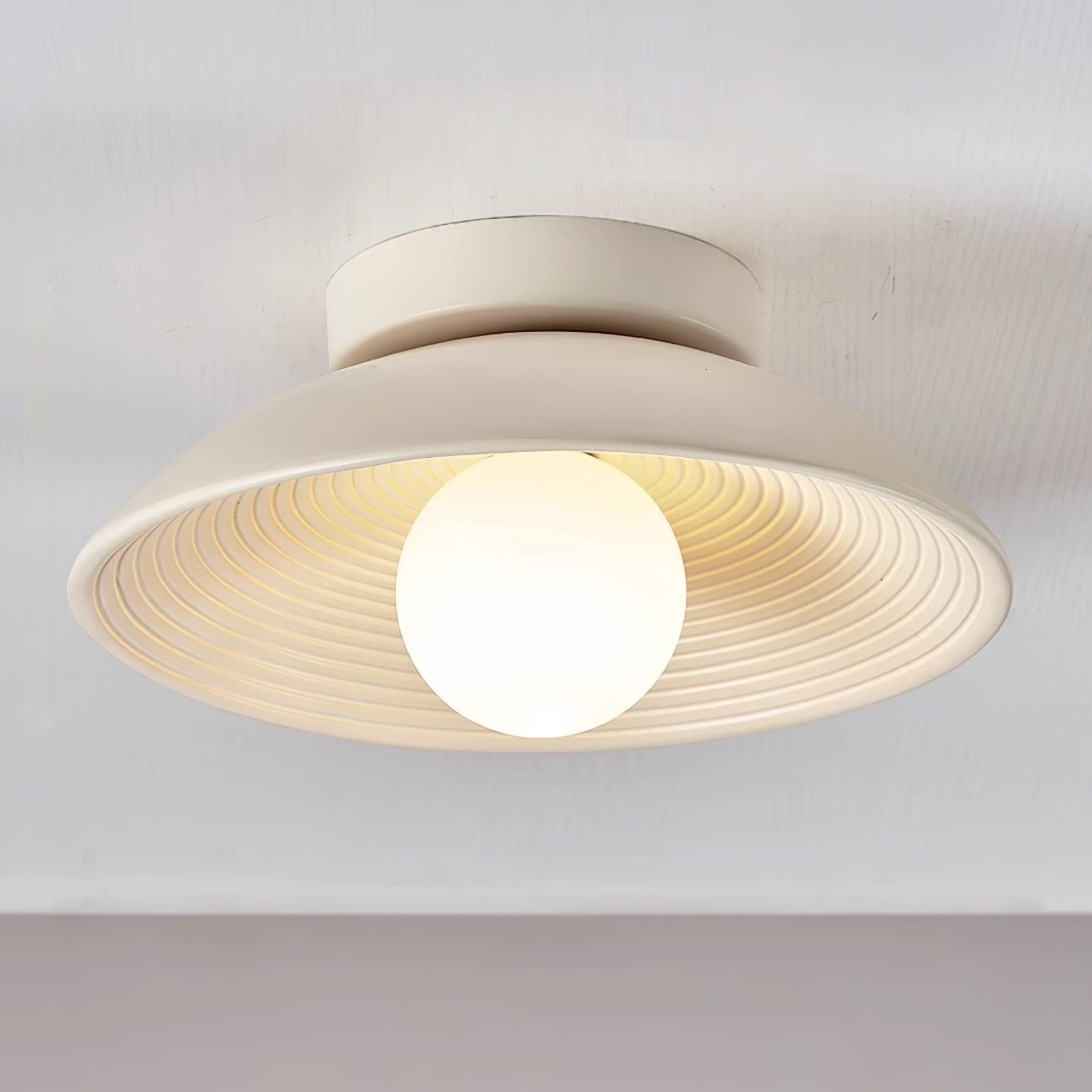 Orvian Wooden Flush Mount Ceiling Light with Round Globe - Lamp Copper