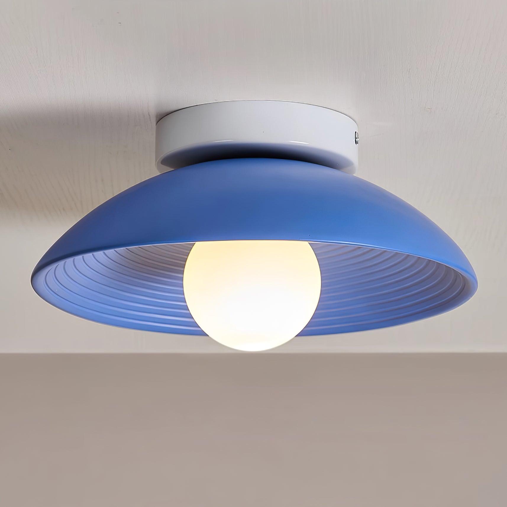Orvian Wooden Flush Mount Ceiling Light with Round Globe - Lamp Copper