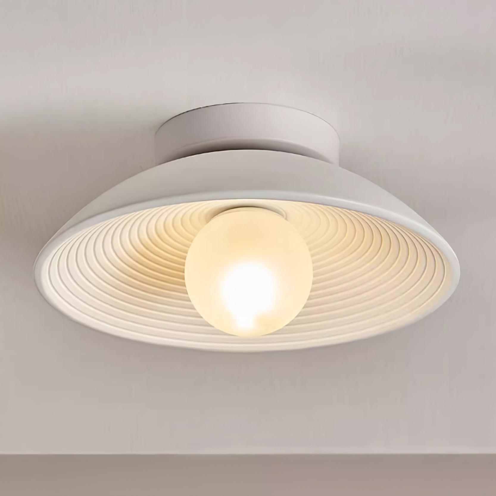 Orvian Wooden Flush Mount Ceiling Light with Round Globe - Lamp Copper