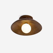 Orvian Wooden Flush Mount Ceiling Light with Round Globe - Lamp Copper