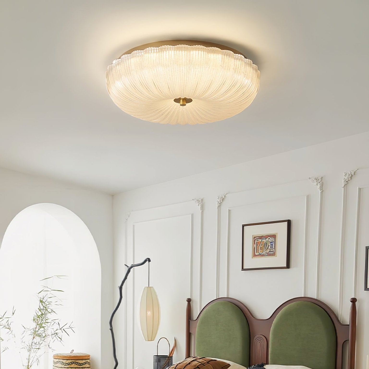 Halo Ceiling Light Ripple Glass - Lamp Copper