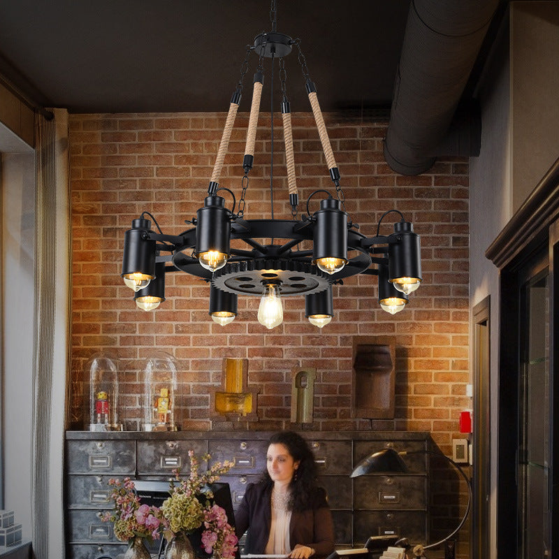Epoch Industrial LED Pendant Light Black Metal/Rope Cafe/Bar - Lamp Copper