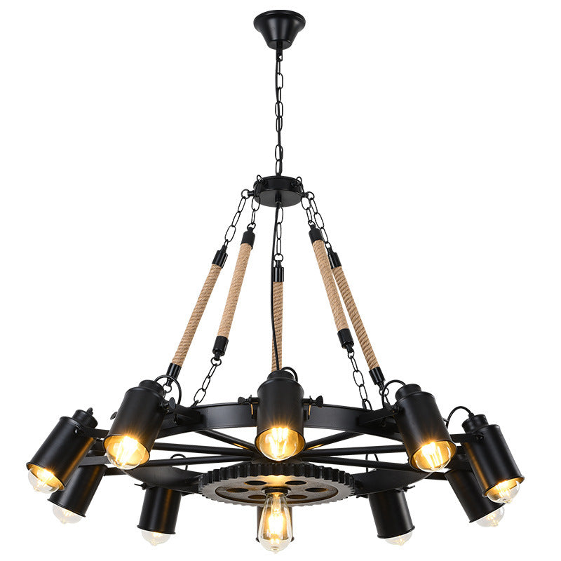 Epoch Industrial LED Pendant Light Black Metal/Rope Cafe/Bar - Lamp Copper