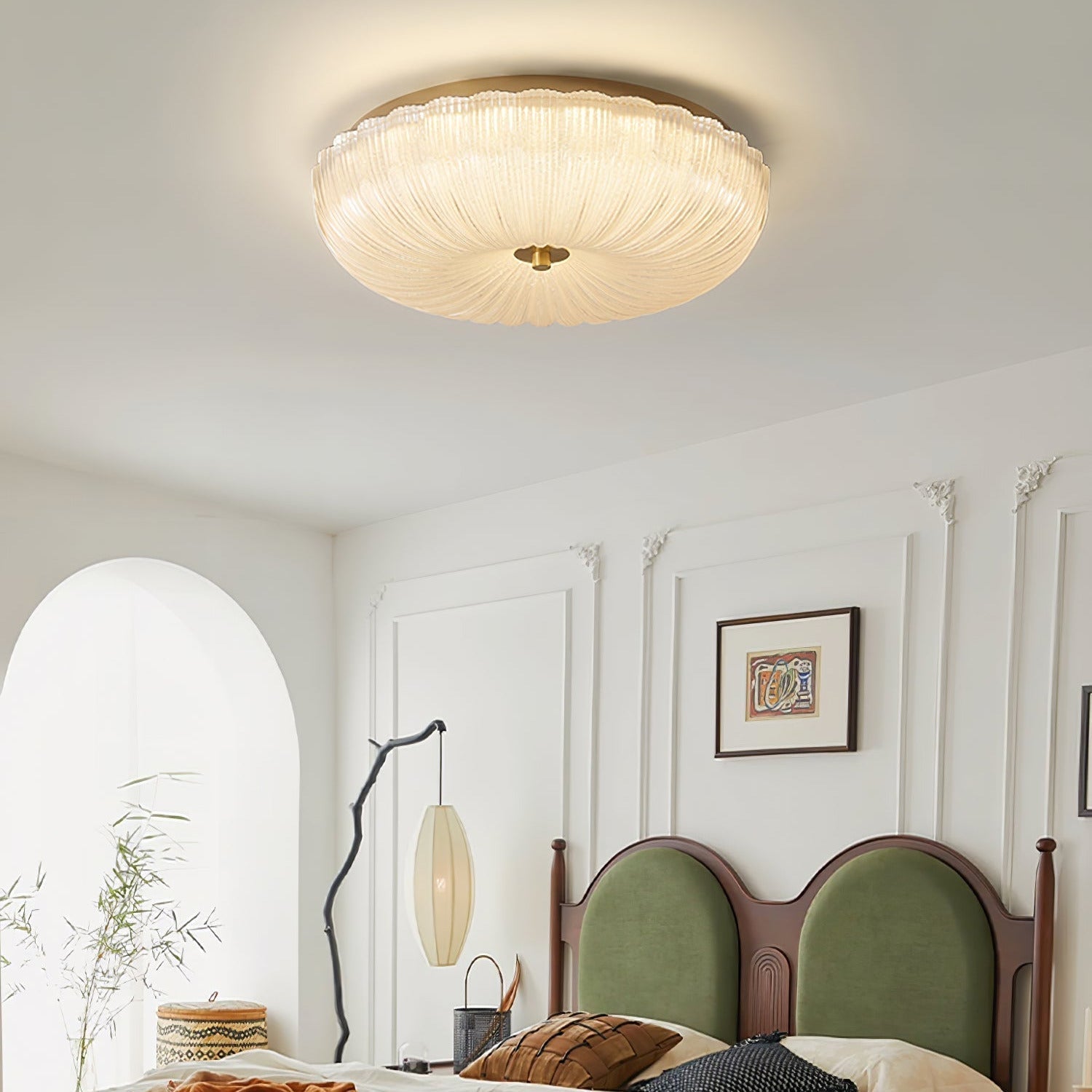 Halo Ceiling Light Ripple Glass - Lamp Copper