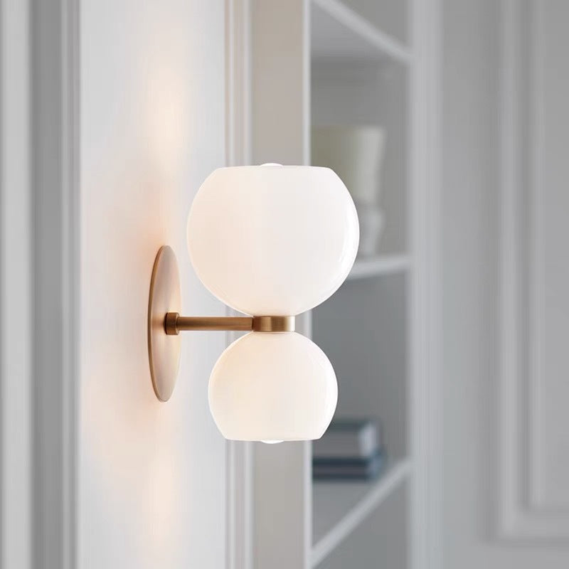 Valentina Modern Hourglass LED Wall Lamp Metal/Glass White Living Room - Lamp Copper