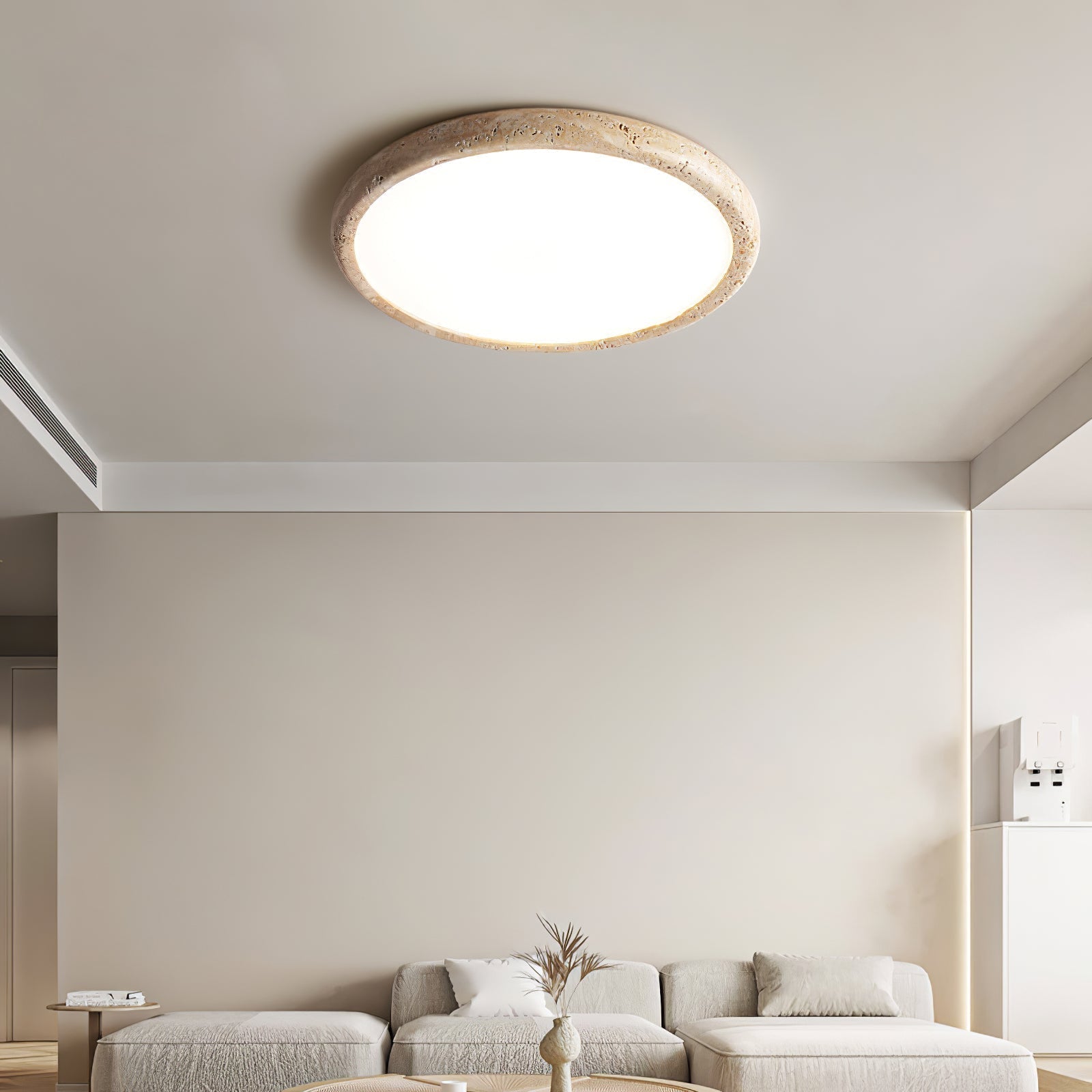 Aurrina Ring Frame Travertine Ceiling Light - Lamp Copper