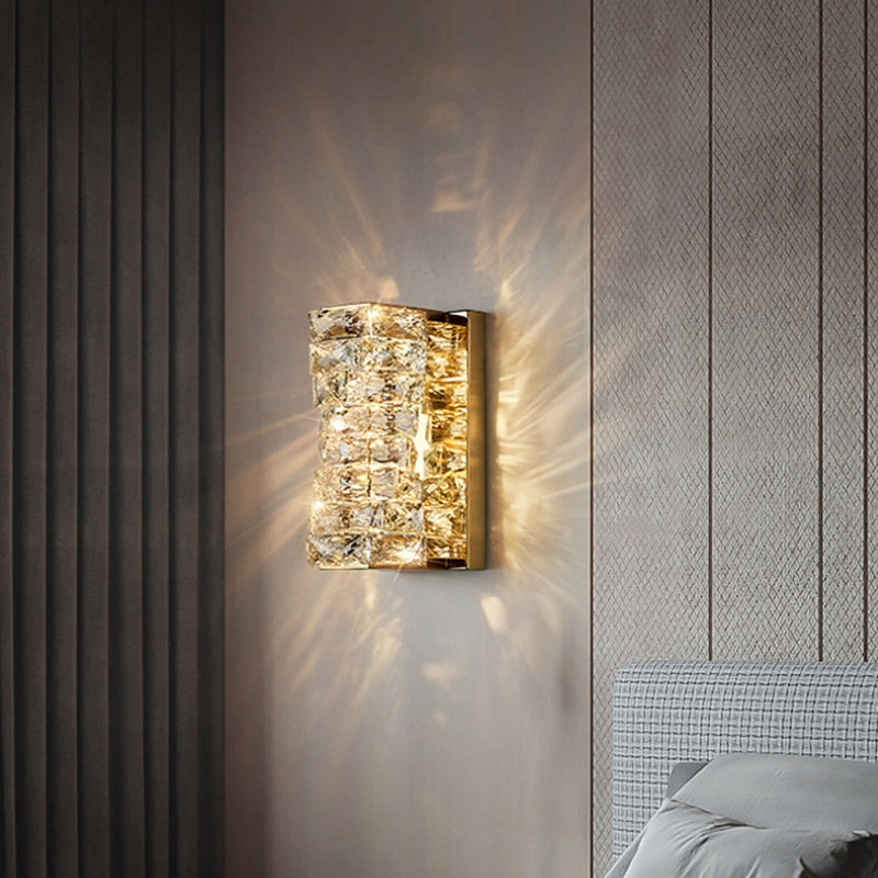 Kristy Modern Rectangular Vanity Metal Crystal LED Wall Lamp - Lamp Copper