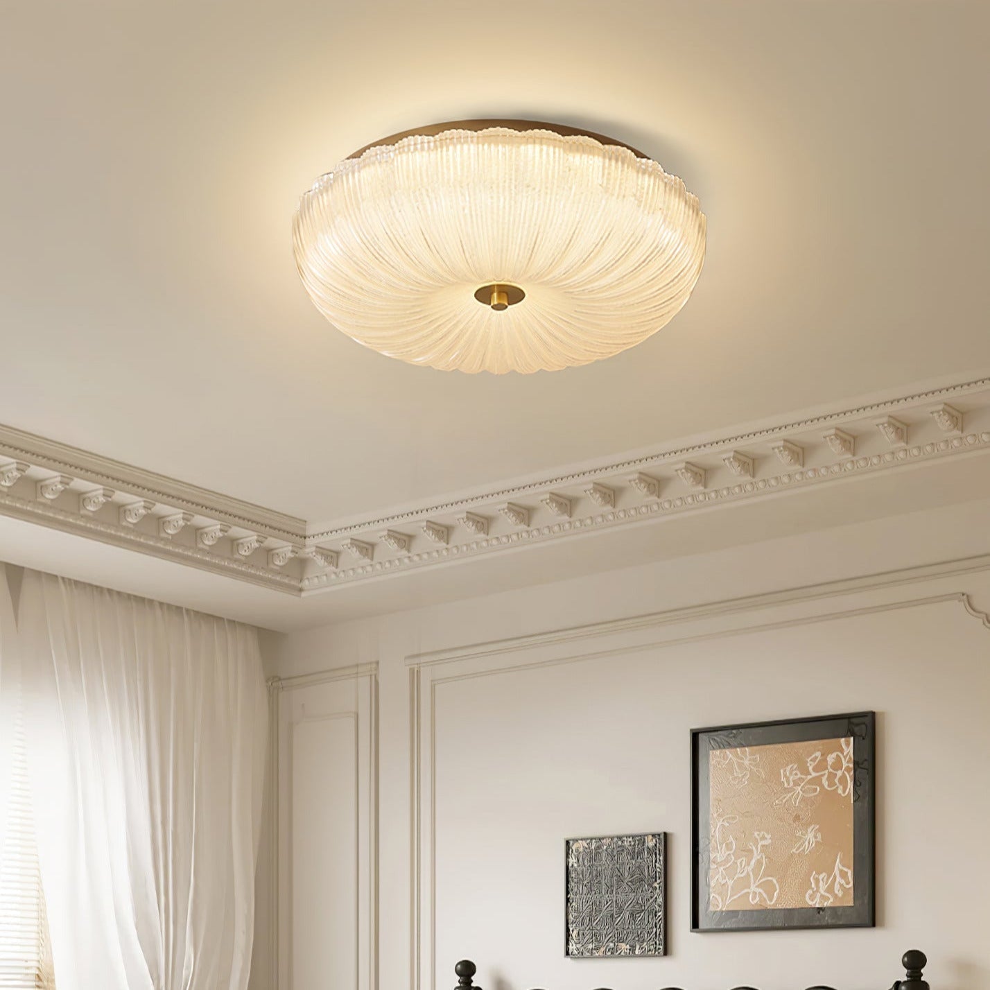 Halo Ceiling Light Ripple Glass - Lamp Copper