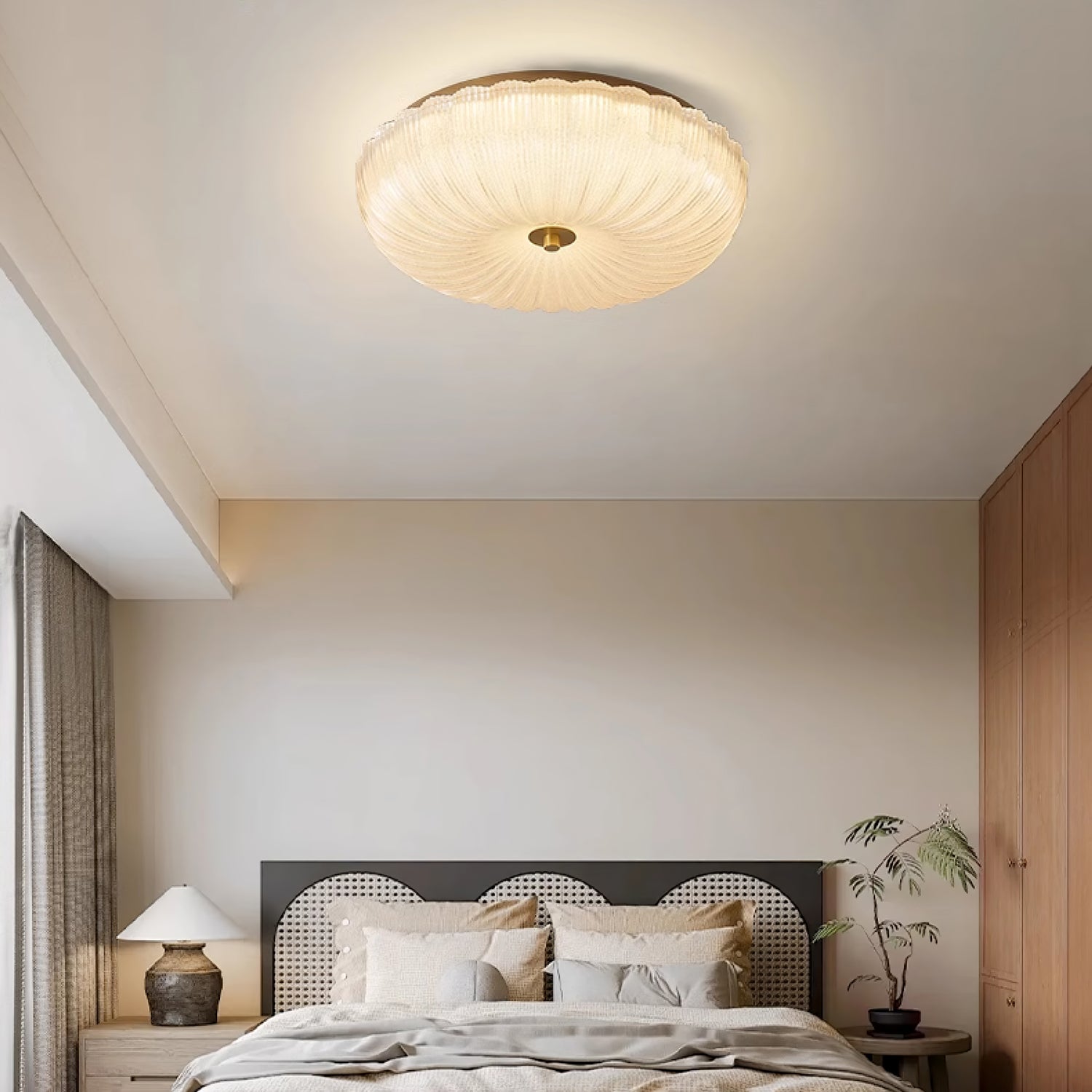 Halo Ceiling Light Ripple Glass - Lamp Copper