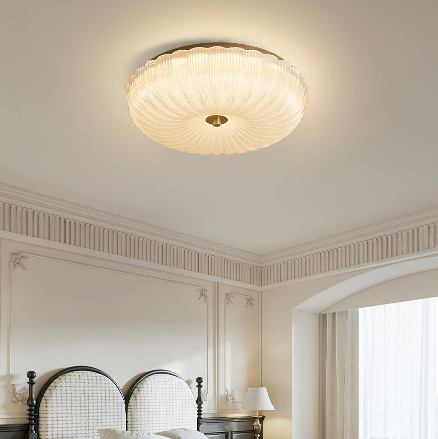 Halo Ceiling Light Ripple Glass - Lamp Copper
