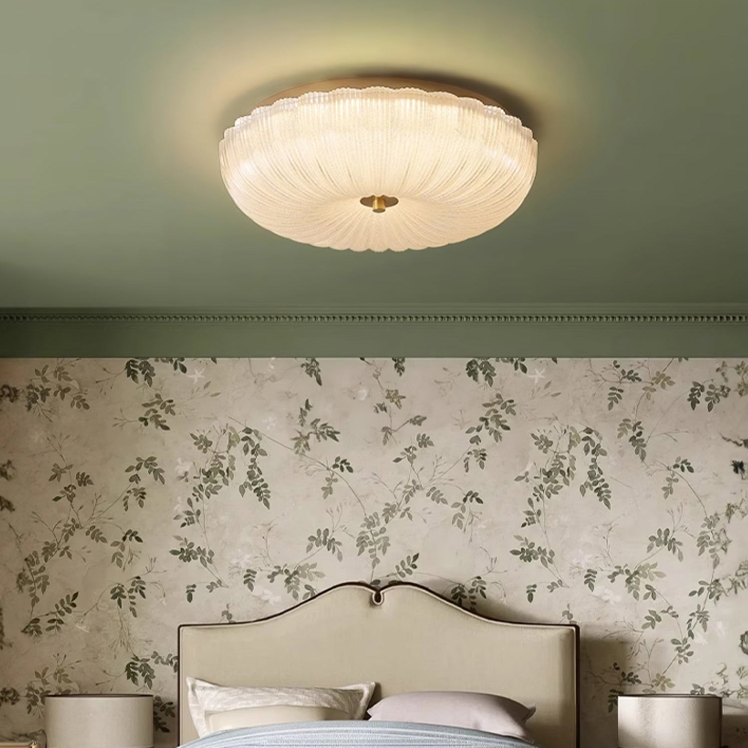 Halo Ceiling Light Ripple Glass - Lamp Copper