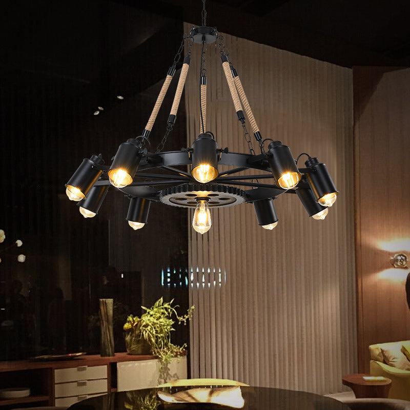 Epoch Industrial LED Pendant Light Black Metal/Rope Cafe/Bar - Lamp Copper