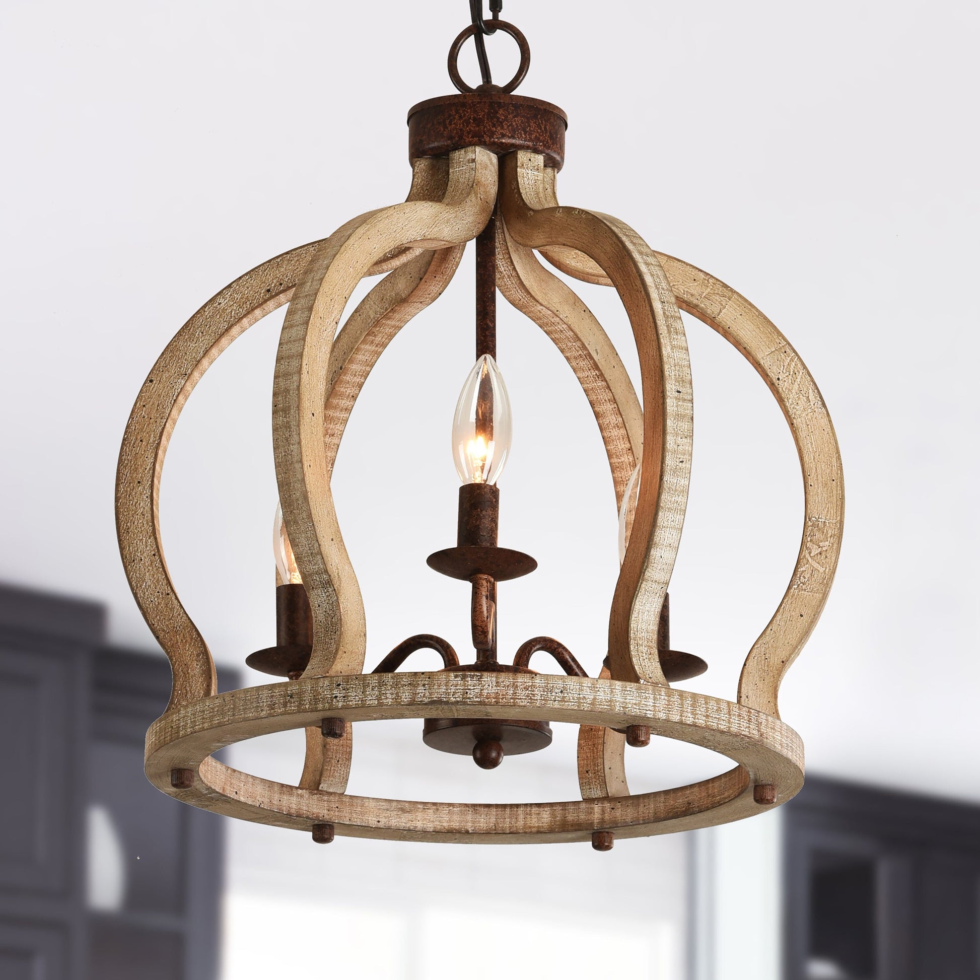 Vivinir Vintage Industrial Aura Farmhouse Wooden Metal Pendant Lamp - Lamp Copper