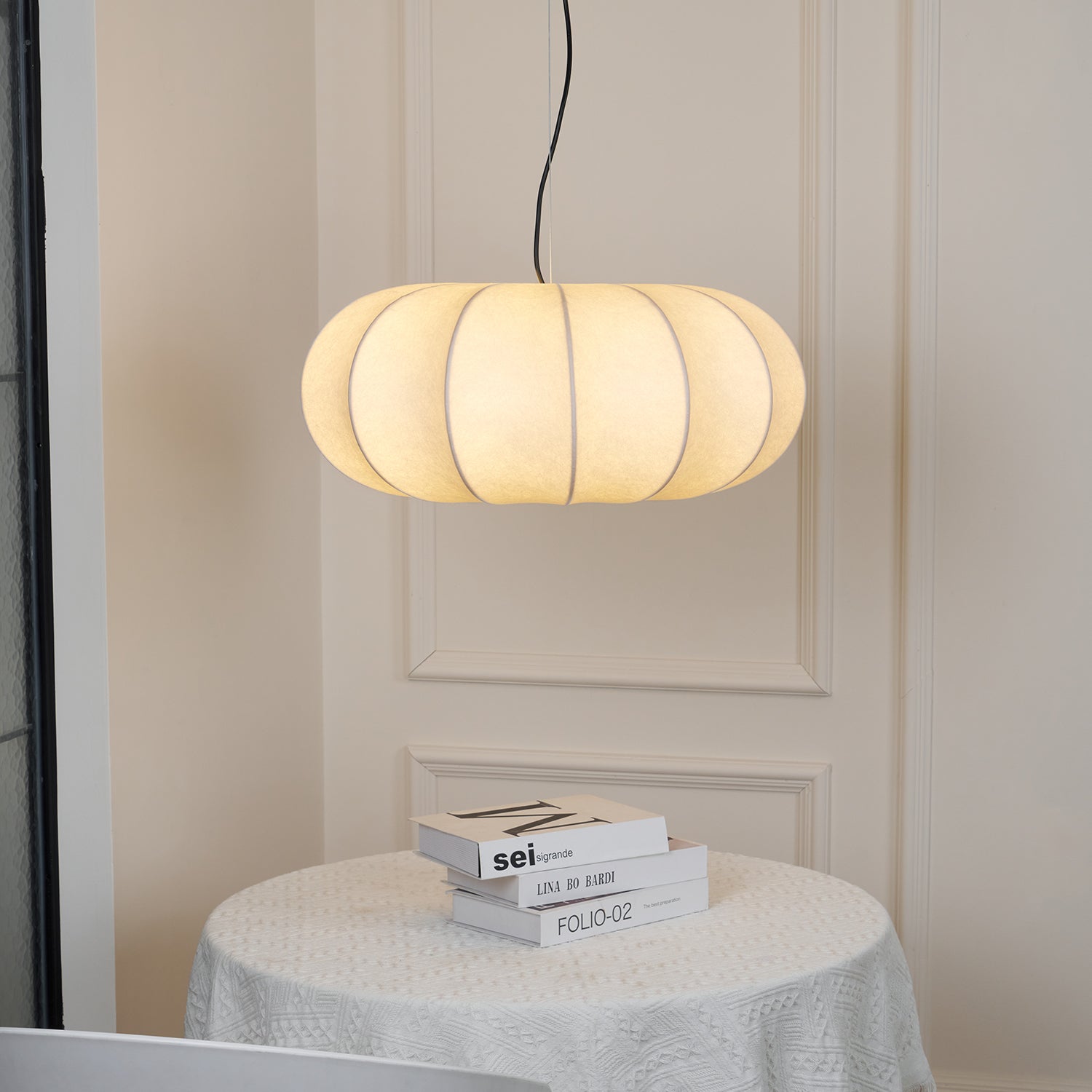 Kiyo Pumpkin Pendant Light Silk - Lamp Copper