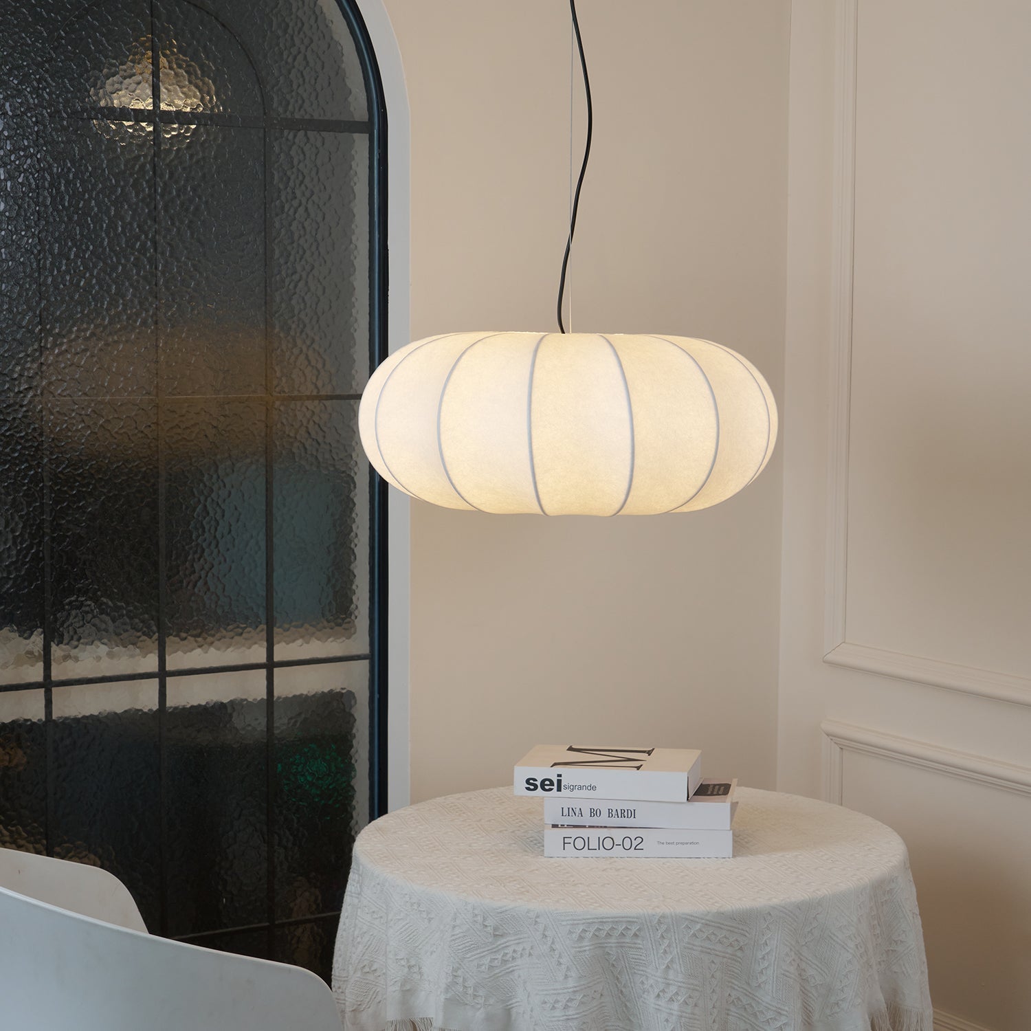 Kiyo Pumpkin Pendant Light Silk - Lamp Copper