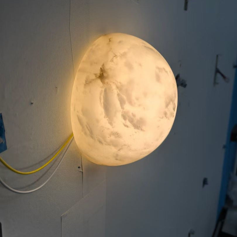 Grex Minimalist Round Alabaster Wall Lamp - Lamp Copper