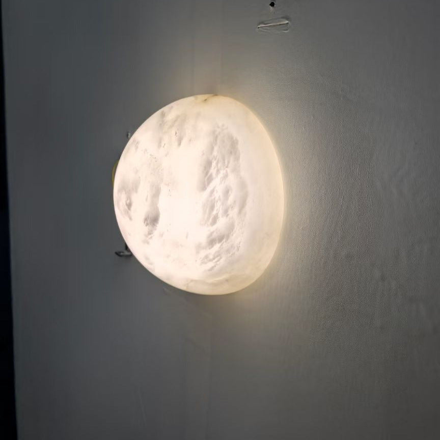 Grex Minimalist Round Alabaster Wall Lamp - Lamp Copper