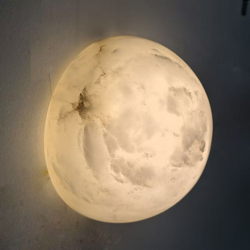 Grex Minimalist Round Alabaster Wall Lamp - Lamp Copper