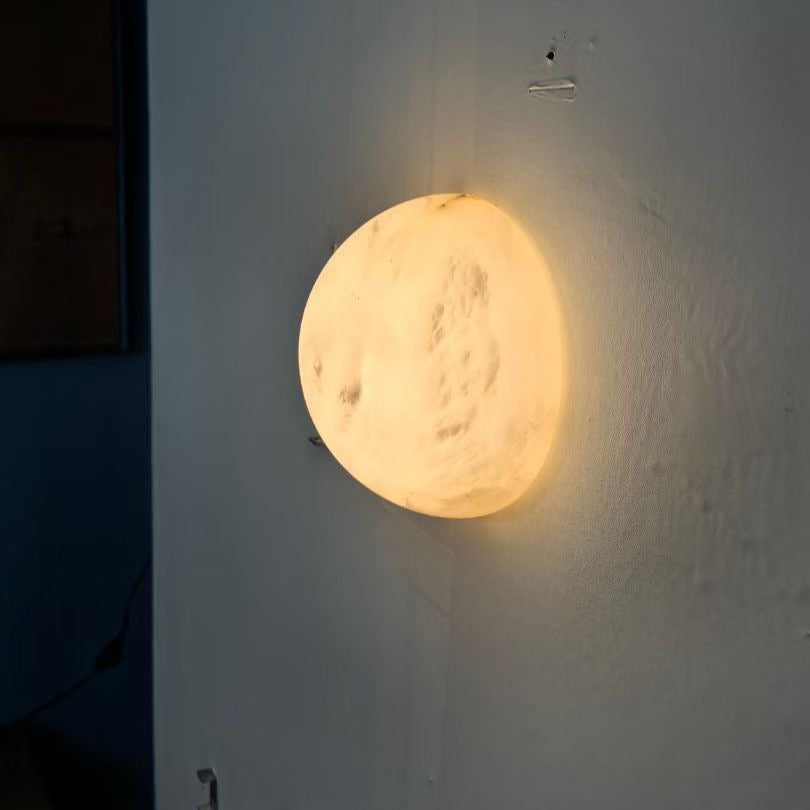 Grex Minimalist Round Alabaster Wall Lamp - Lamp Copper