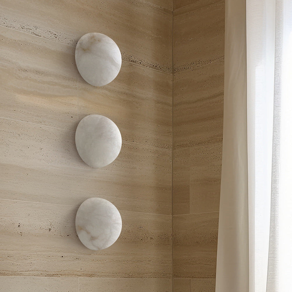 Grex Minimalist Round Alabaster Wall Lamp - Lamp Copper