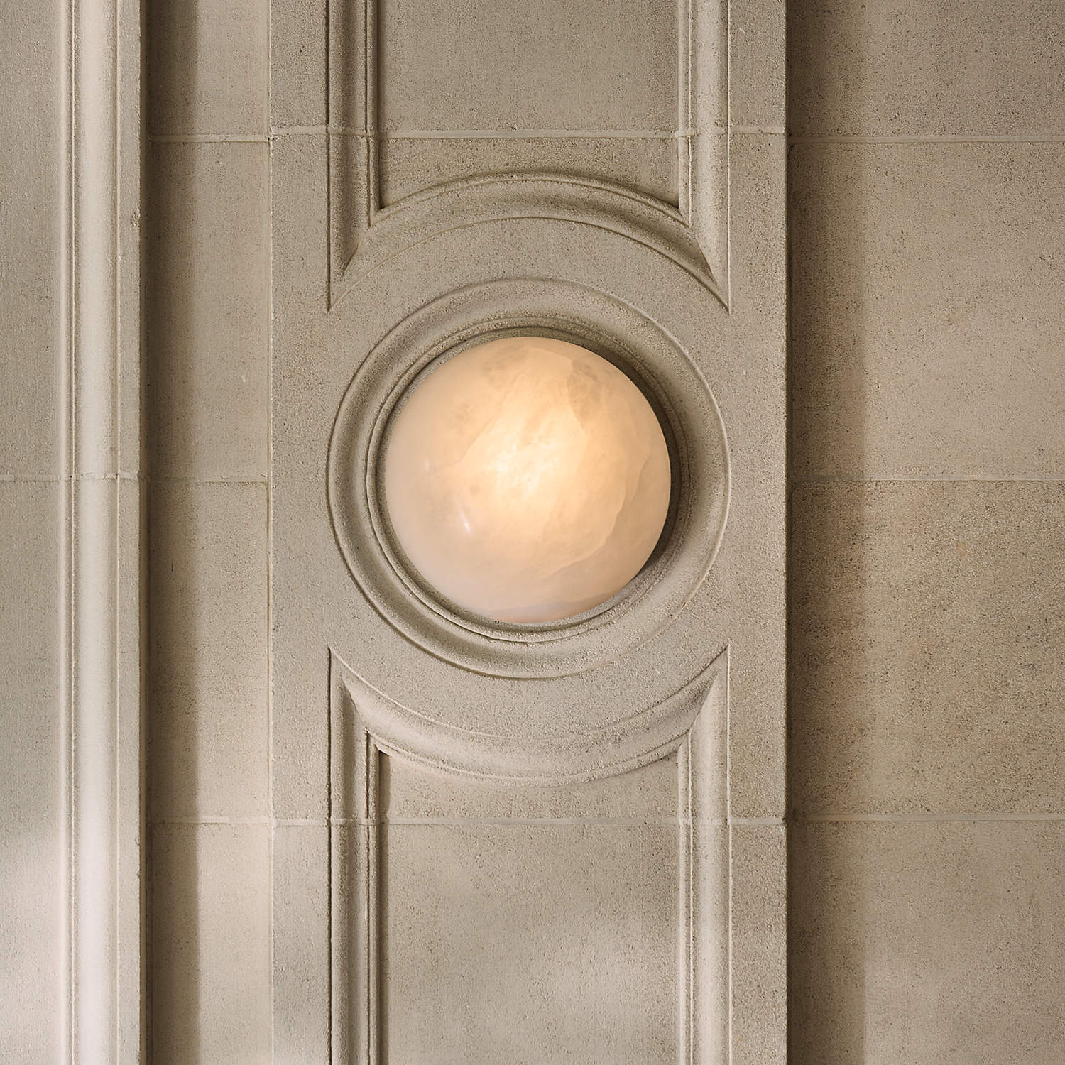 Grex Minimalist Round Alabaster Wall Lamp - Lamp Copper