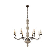 Emirel Vintage 8-Light Candle Wooden Metal Chandelier - Lamp Copper