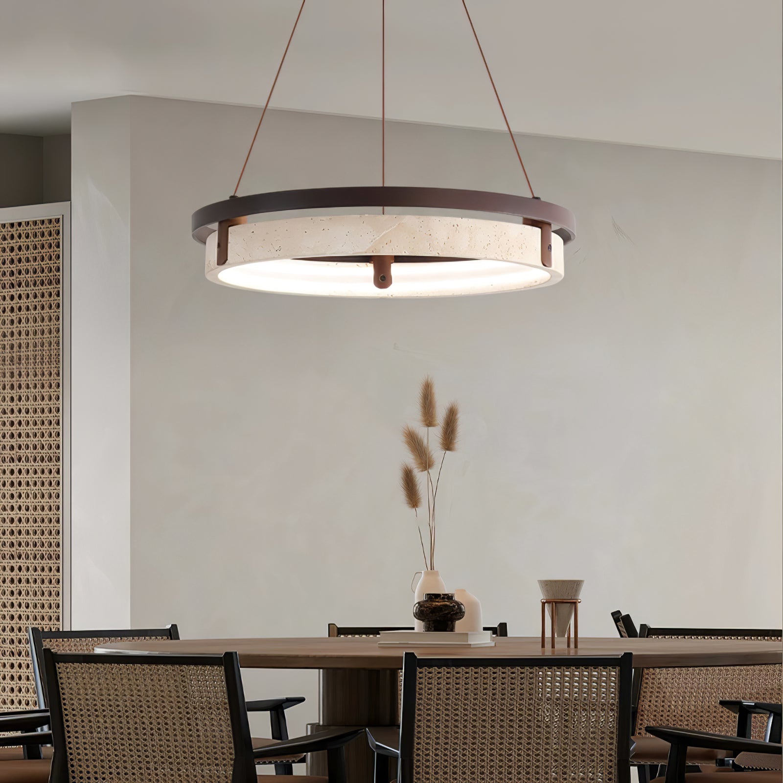 Veraearae Travertine Pendant Light - Lamp Copper