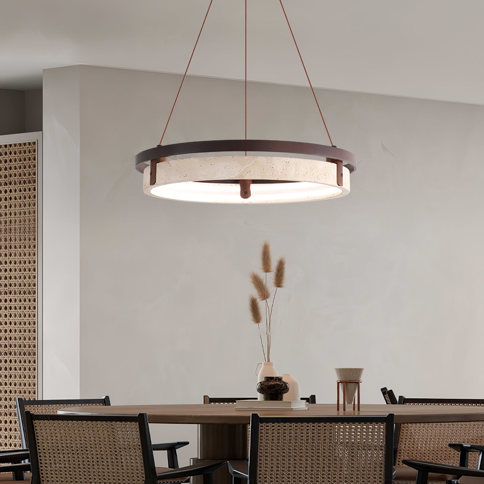 Veraearae Travertine Pendant Light - Lamp Copper