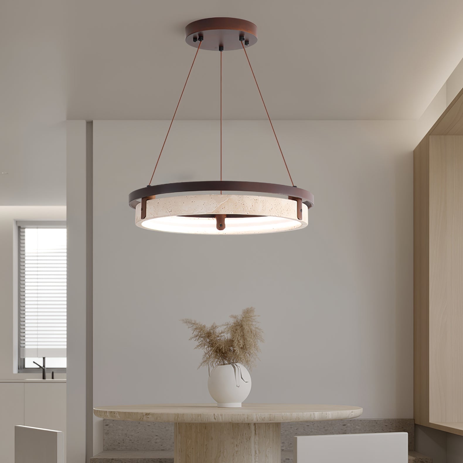 Veraearae Travertine Pendant Light - Lamp Copper