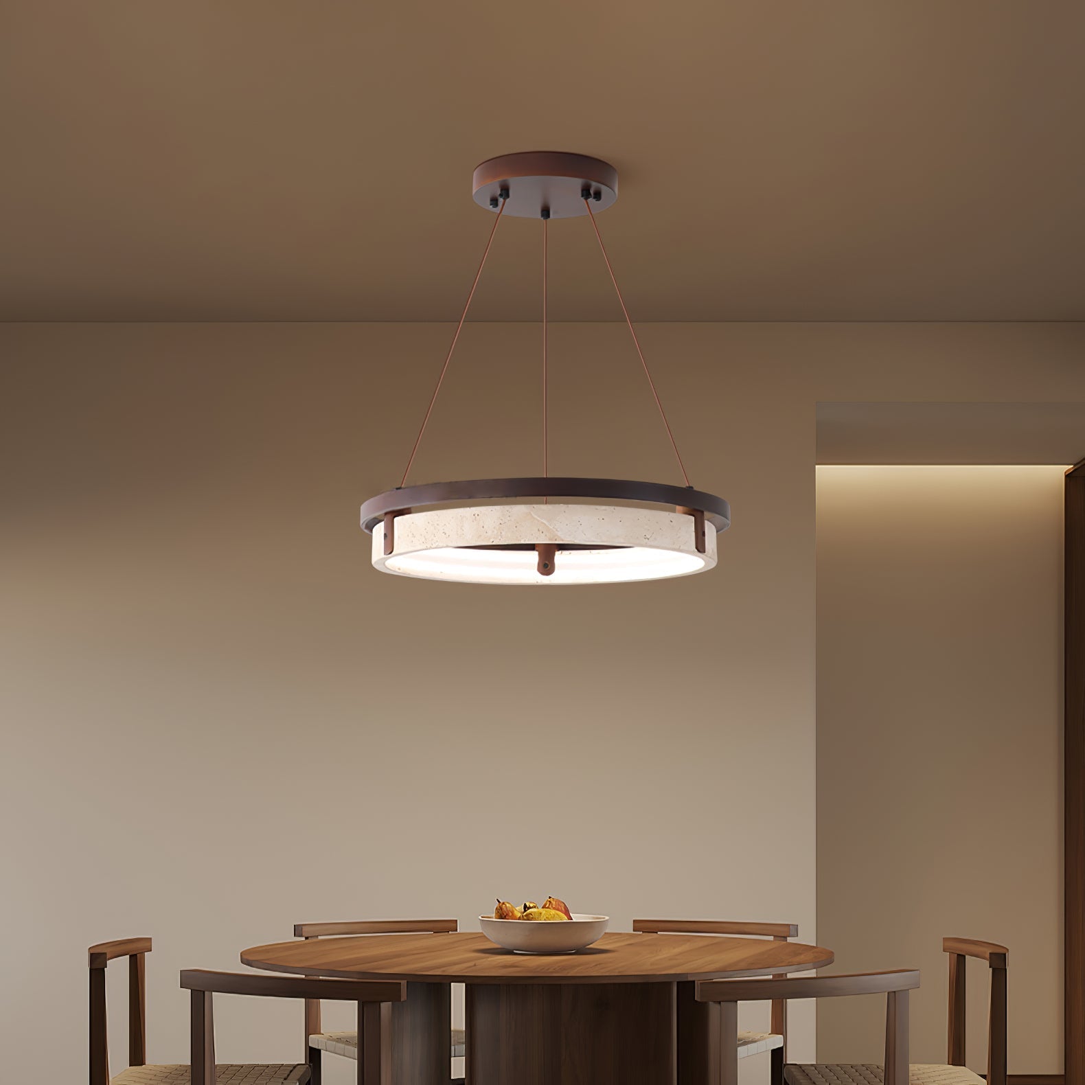 Veraearae Travertine Pendant Light - Lamp Copper