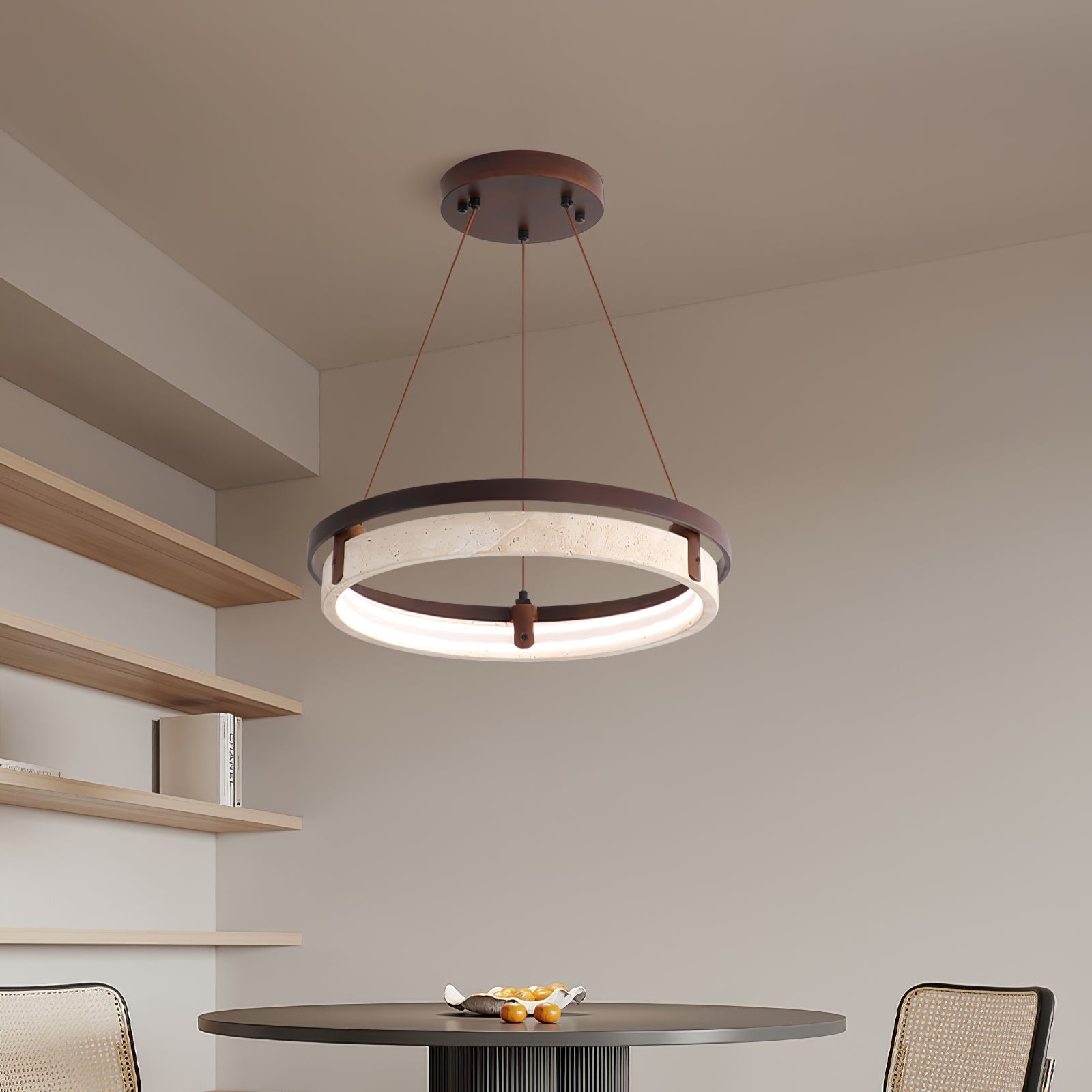 Veraearae Travertine Pendant Light - Lamp Copper