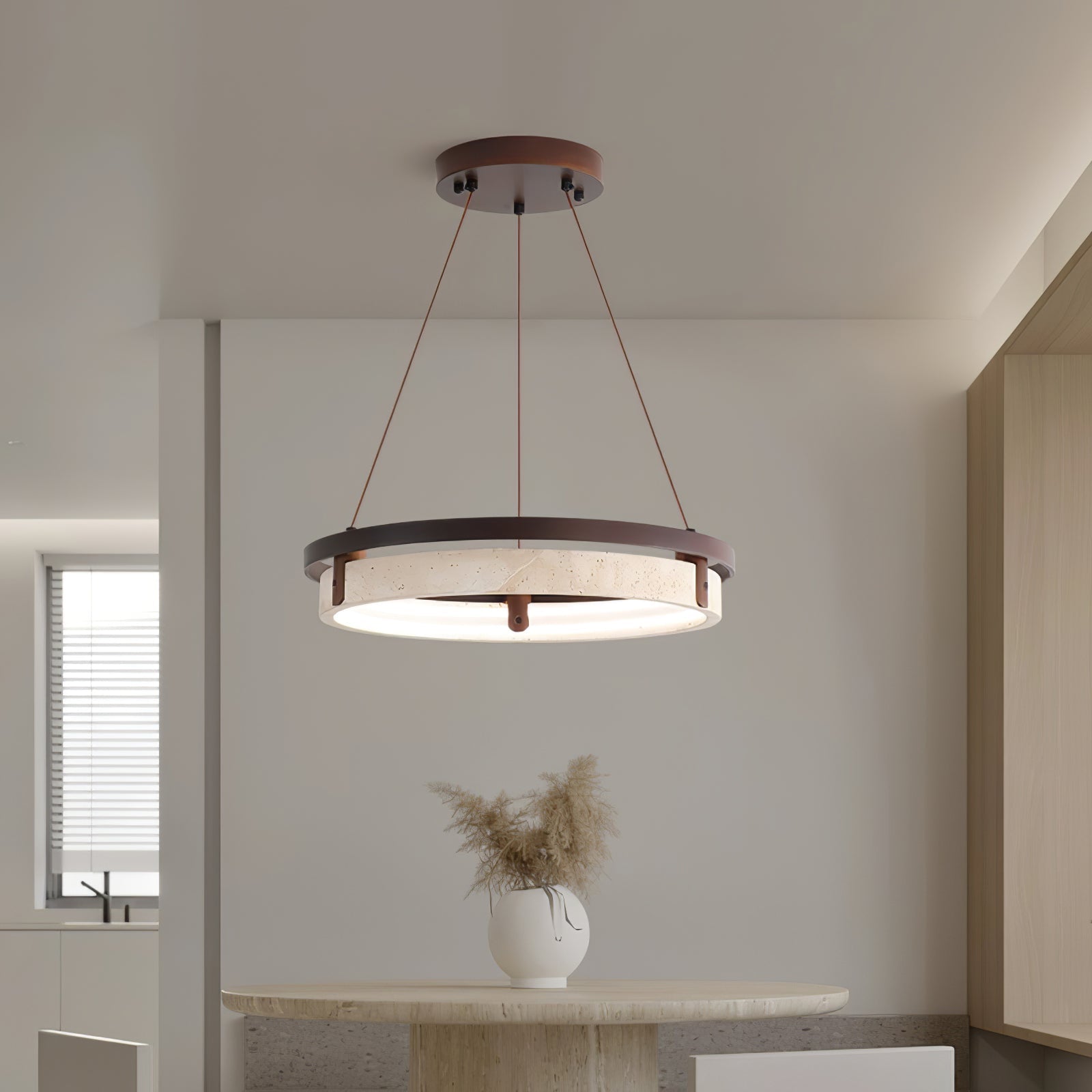 Veraearae Travertine Pendant Light - Lamp Copper