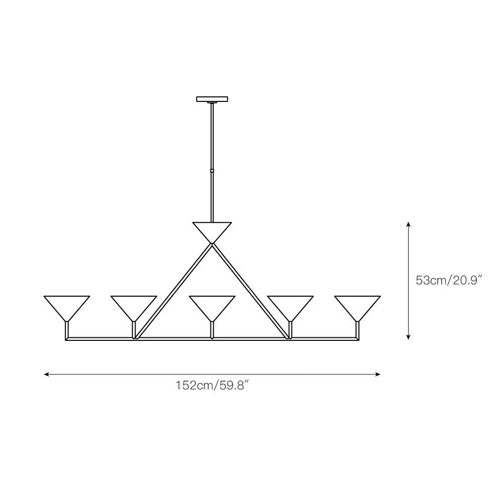 Ulveleth Modern Minimalist Linear Metal Chandelier - Lamp Copper