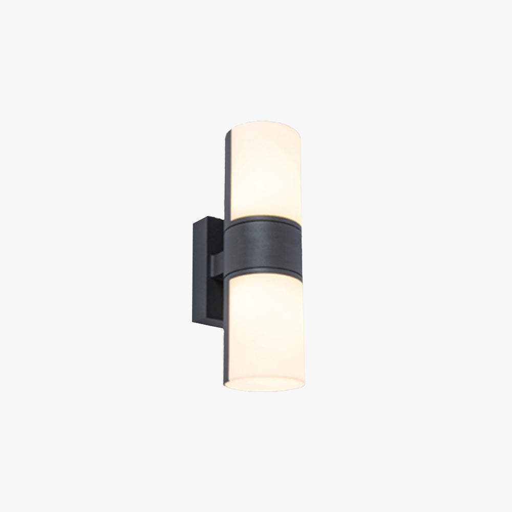 Ray Modern Cylindrical Metal/Acrylic Rotatable Outdoor Waterproof Wall Lamp, Black/White - Lamp Copper