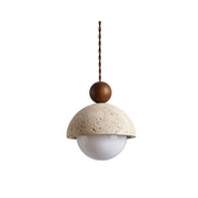 Vaire Pendant Light Travertine Dome Glass - Lamp Copper