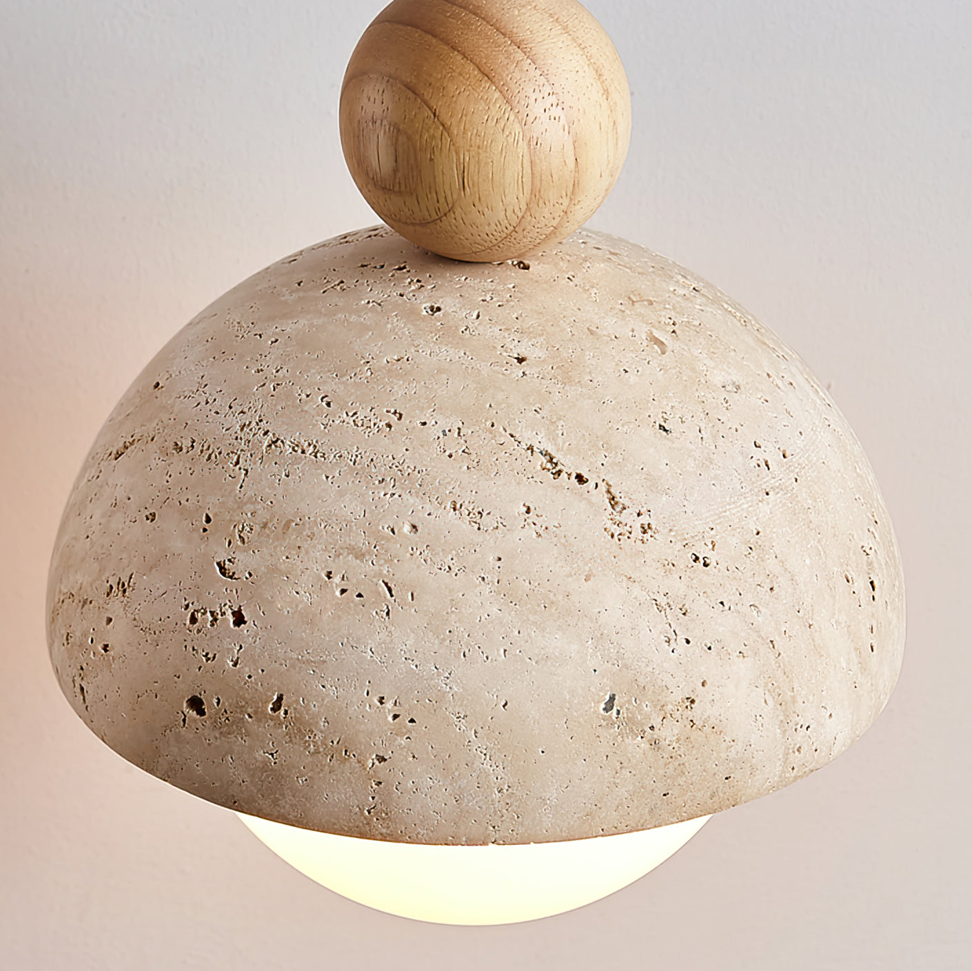 Vaire Pendant Light Travertine Dome Glass - Lamp Copper
