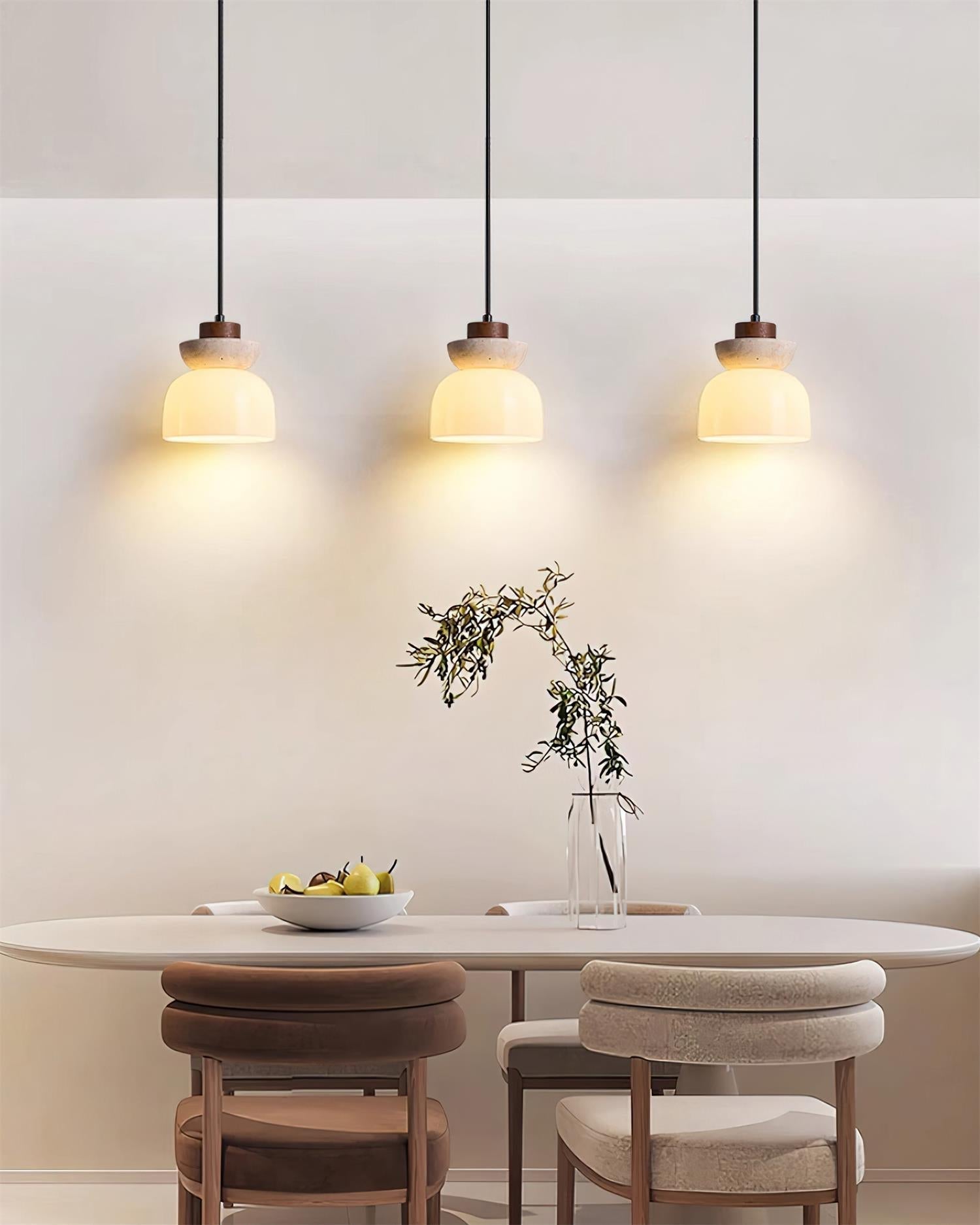 Ritta Travertine Dome Glass Pendant Light - Lamp Copper