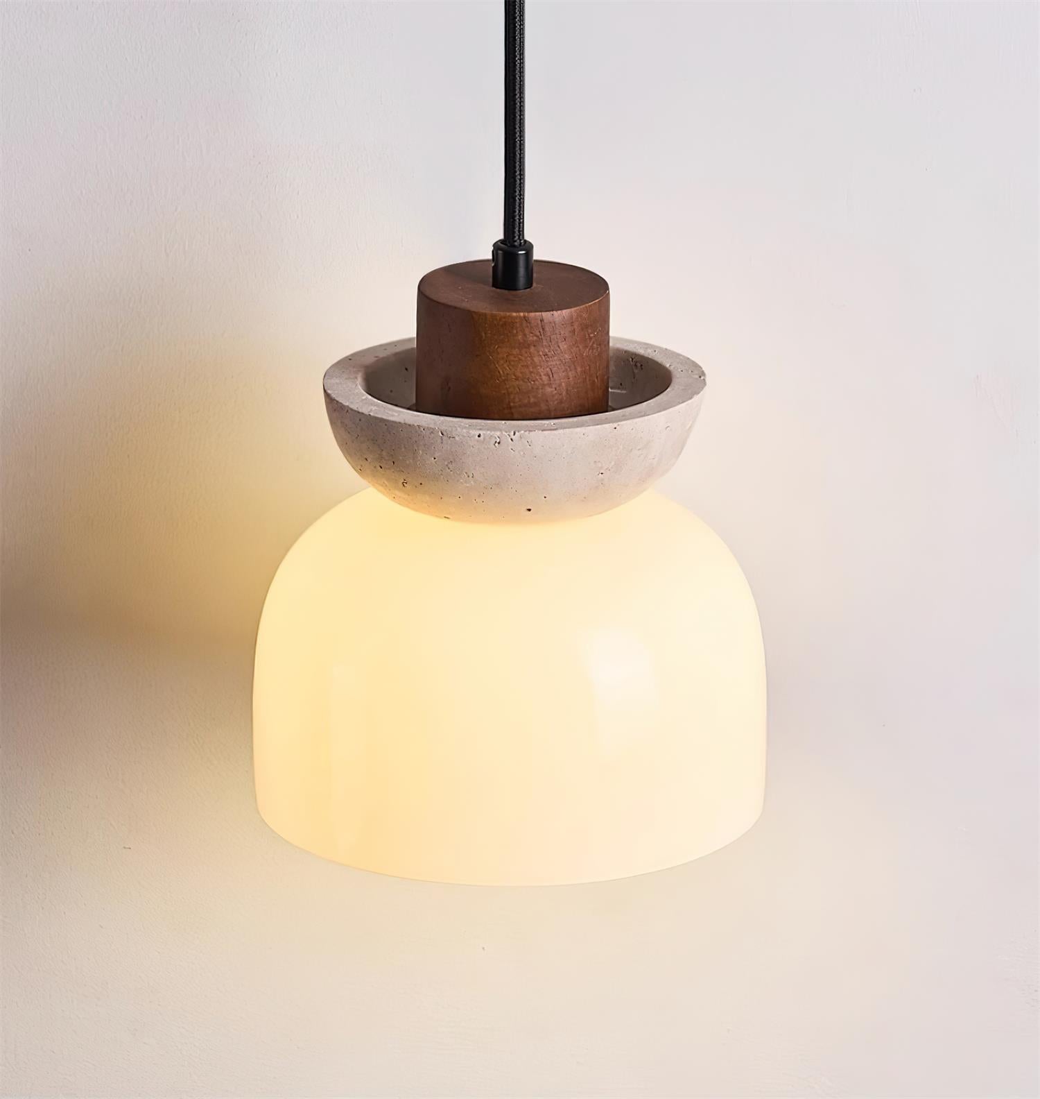 Ritta Travertine Dome Glass Pendant Light - Lamp Copper