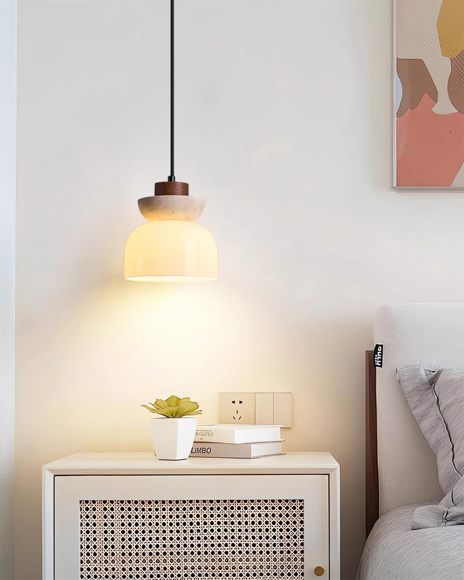 Ritta Travertine Dome Glass Pendant Light - Lamp Copper