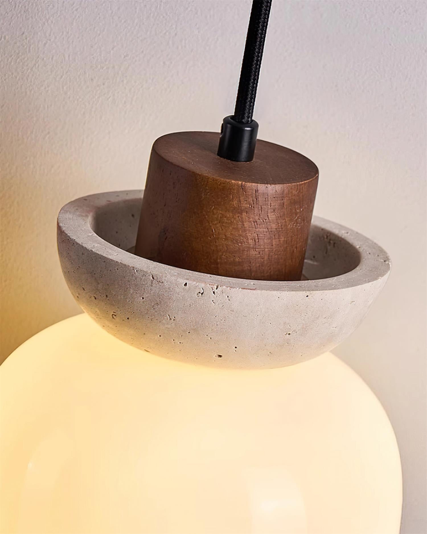 Ritta Travertine Dome Glass Pendant Light - Lamp Copper