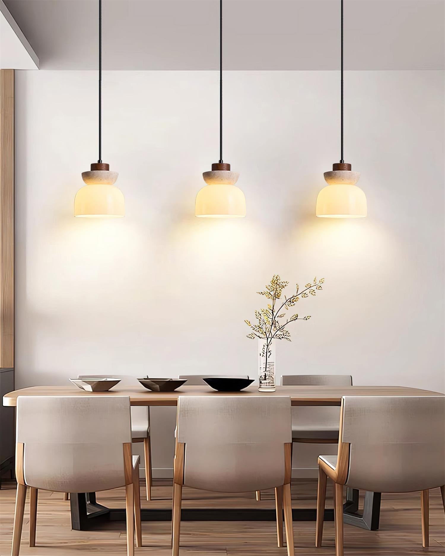 Ritta Travertine Dome Glass Pendant Light - Lamp Copper