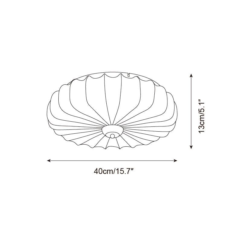 Ceiling Lamp Fabric Shade Pleated Lotus Shape Wooden Canopy - Lamp Copper