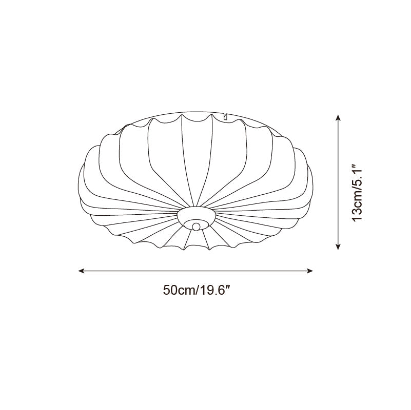 Ceiling Lamp Fabric Shade Pleated Lotus Shape Wooden Canopy - Lamp Copper
