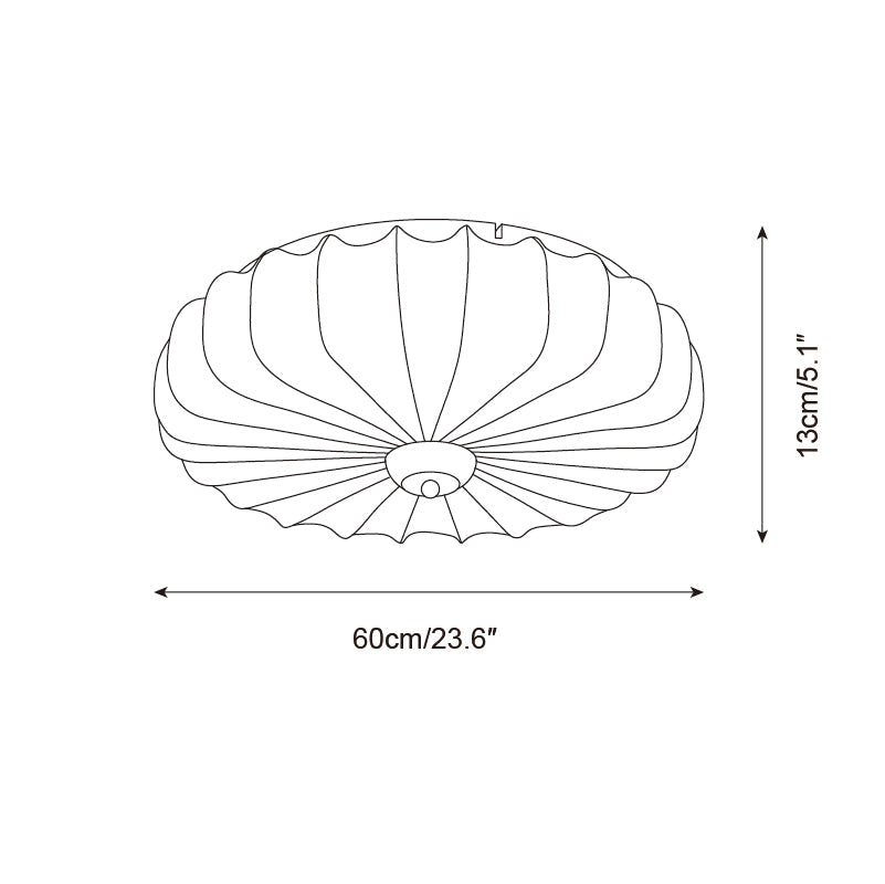 Ceiling Lamp Fabric Shade Pleated Lotus Shape Wooden Canopy - Lamp Copper