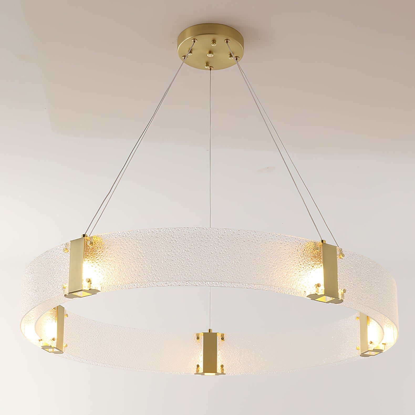 Parallel Modern Minimalist Ring Glass Chandelier - Lamp Copper