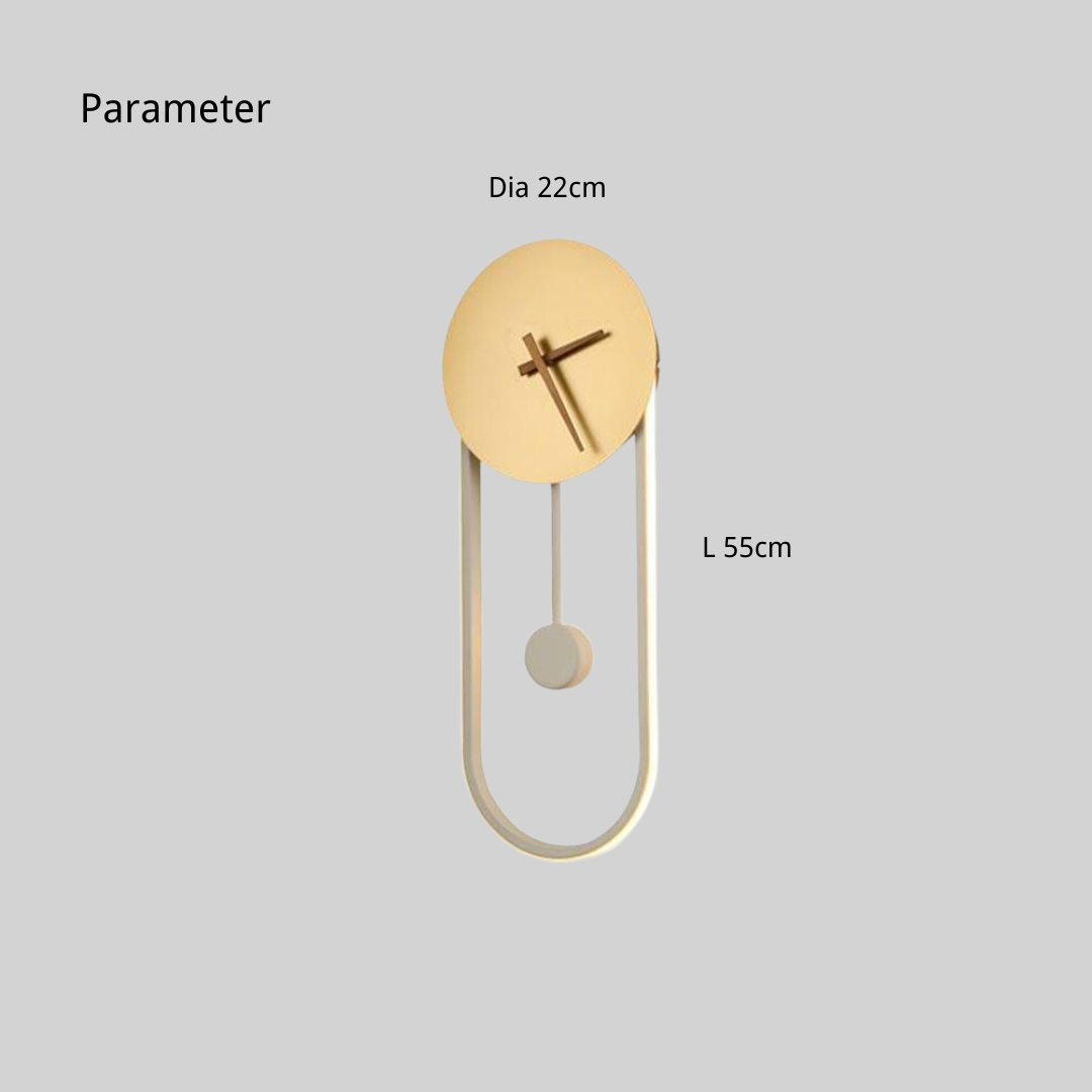 Arisha Nordic Clock Wall Lamp, Gold & Black - Lamp Copper