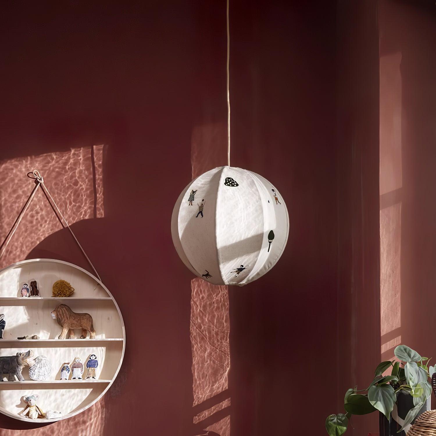 Elva Pendant Light Paper Ball Drawing - Lamp Copper