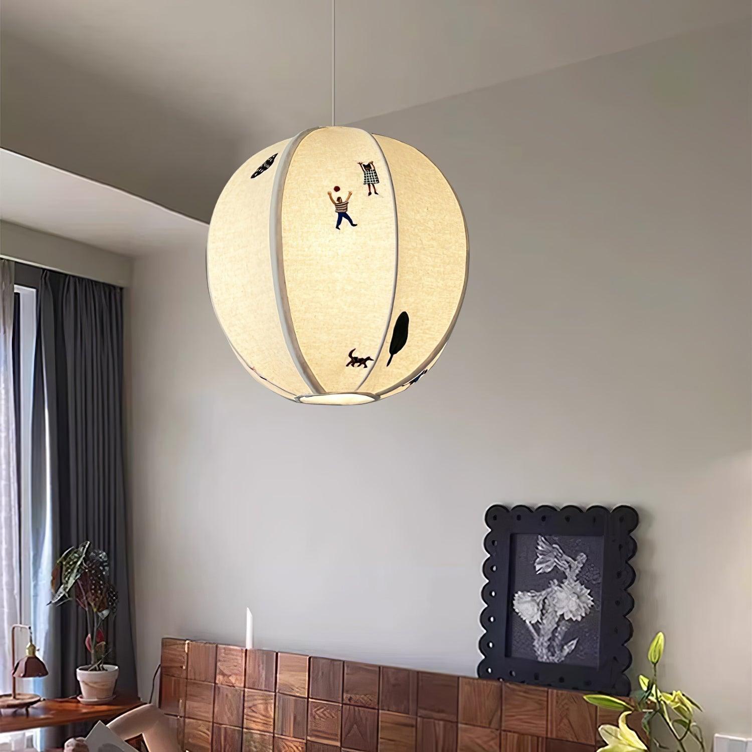 Elva Pendant Light Paper Ball Drawing - Lamp Copper